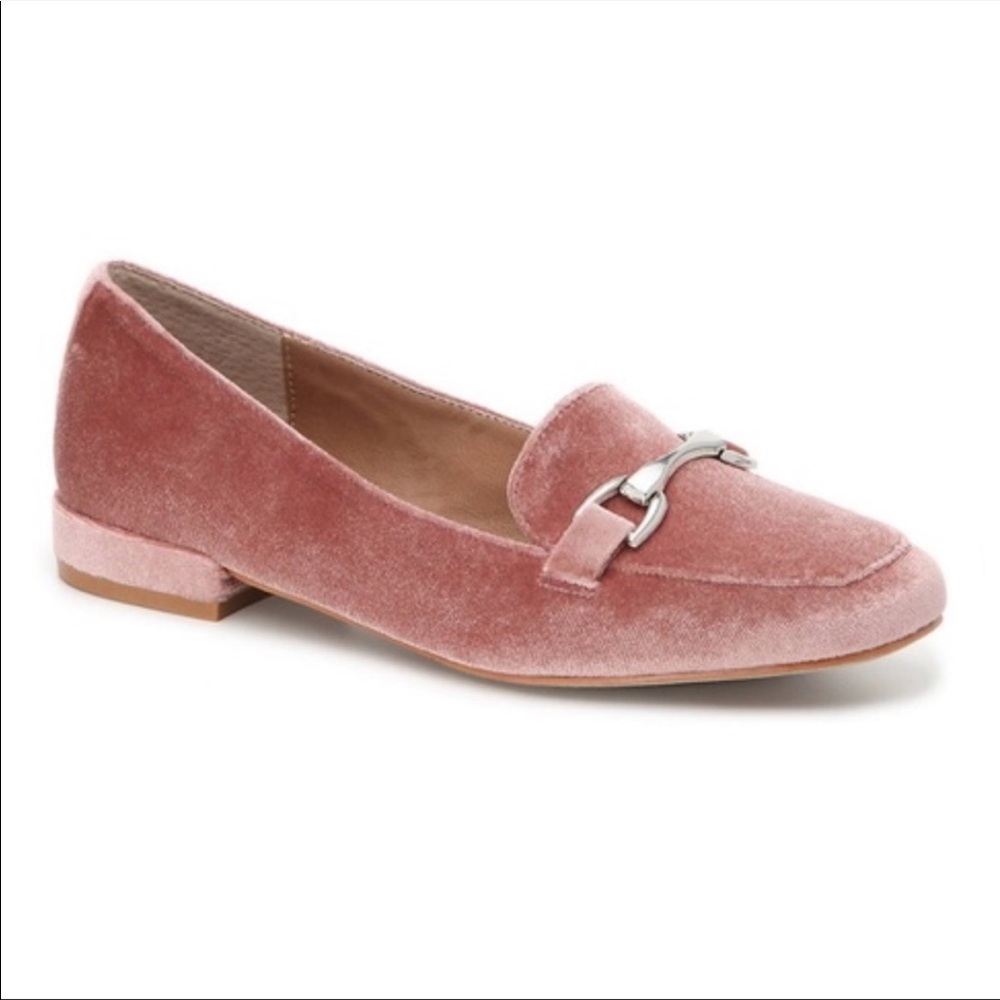 Steve Madden • Pink Pawly Velvet Slip On Flats Loafers Slides With Buckle Sz 7.5